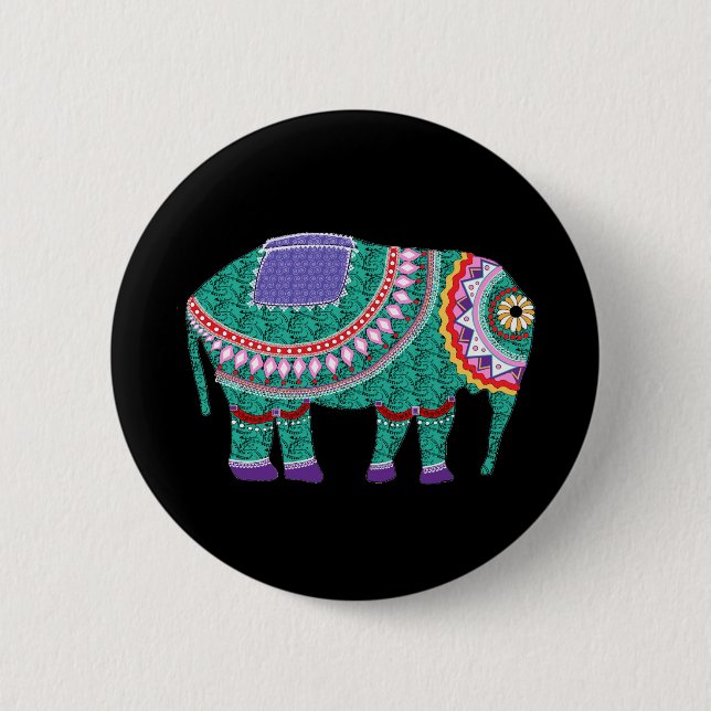 Bóton Redondo 5.08cm Belo Elefante Ornamentado (Frente)