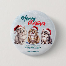 Belo gato gato de Santa de aquarela  Feliz Natal 
