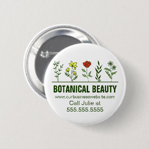 Bóton Redondo 5.08cm Belo Salão de Spa Botânico Floral Negócios
