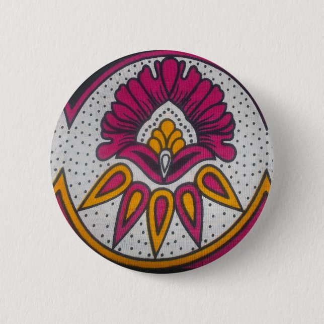 Bóton Redondo 5.08cm Belo Tecido Africano  Motif Art Impressão (Frente)