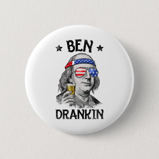 Bóton Redondo 5.08cm Ben Drankin 4 De Julho Benjamin Franklin Men Wome (Frente)
