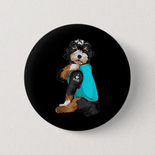 Bóton Redondo 5.08cm Bernedoodle I Love Pai Tattoo Roupa, Pai De Cão