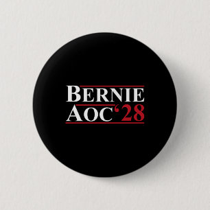 Bóton Redondo 5.08cm Bernie Aoc 2028 Bernie Sanders Alexandria Cortez P