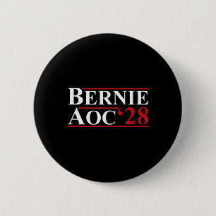 Bóton Redondo 5.08cm Bernie Aoc 2028 Bernie Sanders Alexandria Cortez P
