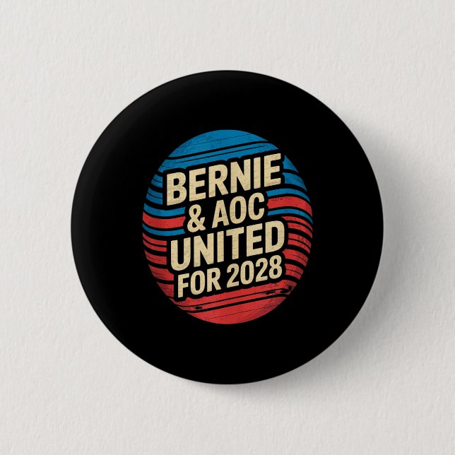Bóton Redondo 5.08cm Bernie Sanders E Aoc 2028 Para A Campanha Presiden (Frente)