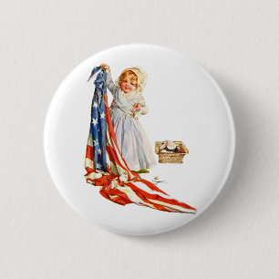 Bóton Redondo 5.08cm Betsy Ross pequeno e a bandeira de América