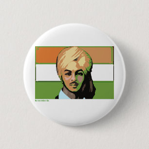 Bóton Redondo 5.08cm Bhagat Singh: Um herói revolucionário