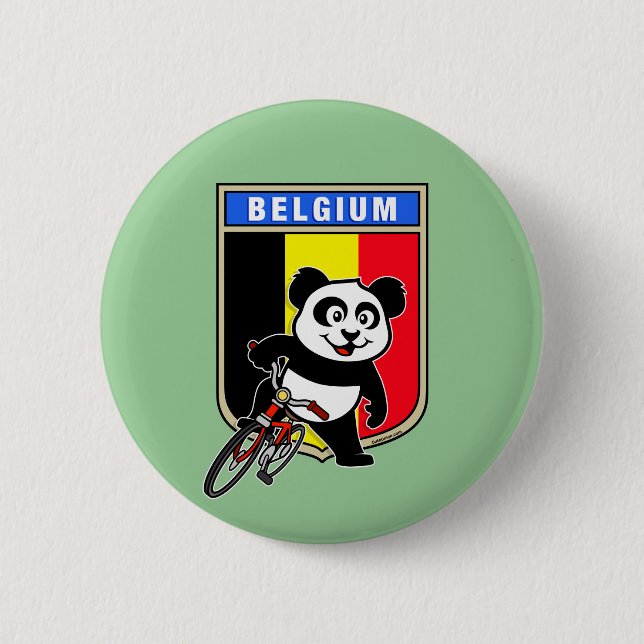 Bóton Redondo 5.08cm Bicicleta Belga - Panda (Frente)
