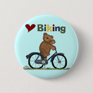 Bóton Redondo 5.08cm Bicicleta que azul eu amo Biking o camiseta e os