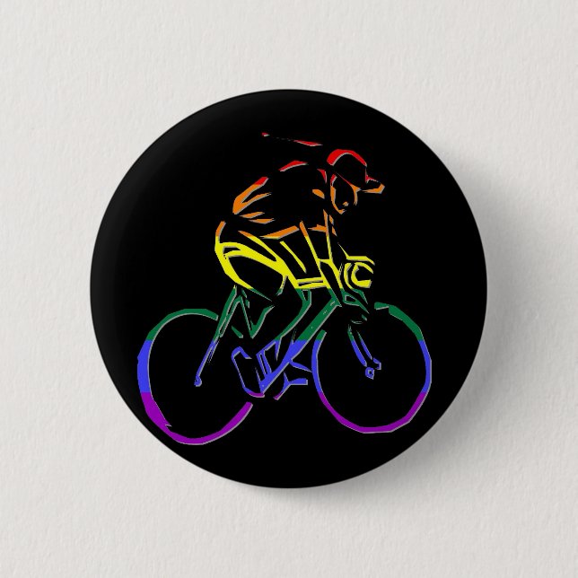 Bóton Redondo 5.08cm Bicyclist do orgulho de GLBT (Frente)