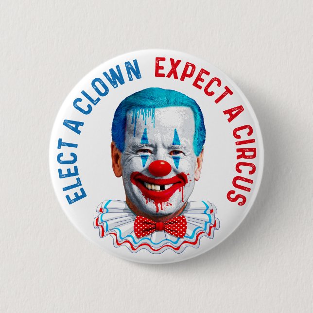 Bóton Redondo 5.08cm Biden clown face anti Biden Pro trump 2024 (Frente)