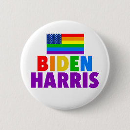 Bóton Redondo 5.08cm Biden Harris Rainbow American Flag Orgulho gay