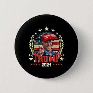 Bóton Redondo 5.08cm Biden Vestindo Camisa de Chapéu Vermelho Trump Eng