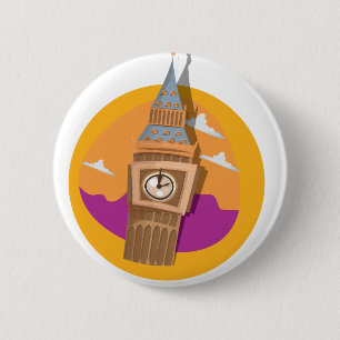 Bóton Redondo 5.08cm Big Ben Westminster Clock Tower