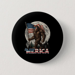 Bóton Redondo 5.08cm Bigfoot American Flag Funny 4 De Julho Men Rock S