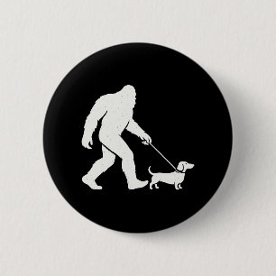 Bóton Redondo 5.08cm Bigfoot andando com Dachshund Funny Wiener Pai