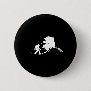 Bóton Redondo 5.08cm Bigfoot no Alaska - Mapa Estatal Sasquatch Men Gif
