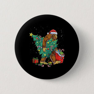 Bóton Redondo 5.08cm Bigfoot Papai noel Árvore de Natal Luz Engraçada X
