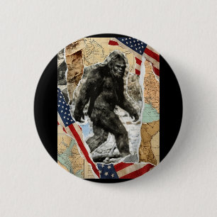 Bóton Redondo 5.08cm Bigfoot usa bandeira americana sasquatch patriótic