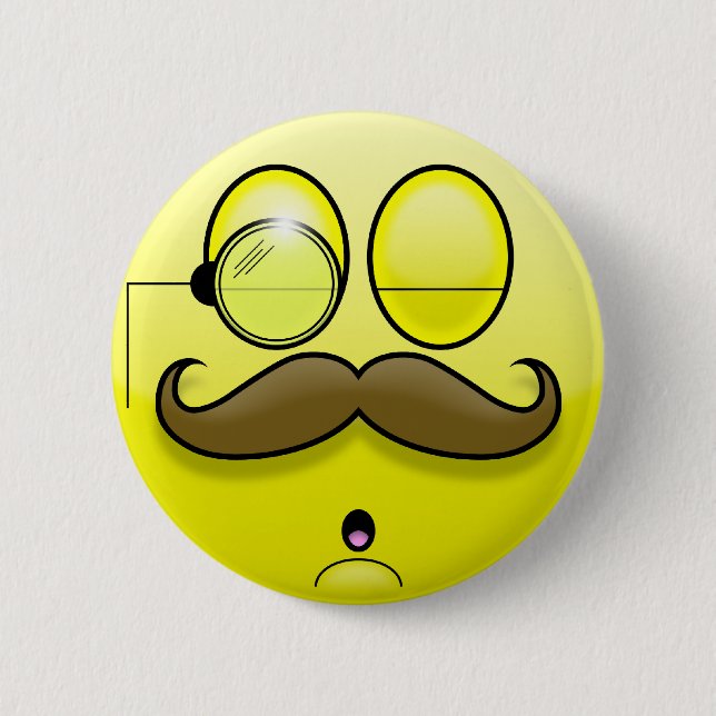 Bóton Redondo 5.08cm Bigode & botão de Smilie do Monocle (Frente)
