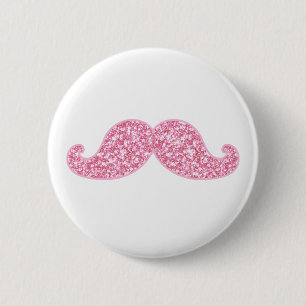 BÓTON REDONDO 5.08CM BIGODE COR-DE-ROSA FEMININO DO BRILHO IMPRESSO