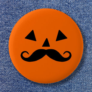 Bóton Redondo 5.08cm Bigode engraçado de abóbora de Halloween