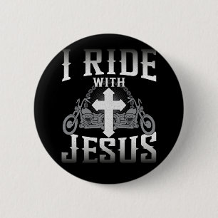 Bóton Redondo 5.08cm Biker I Ride With Jesus Faith