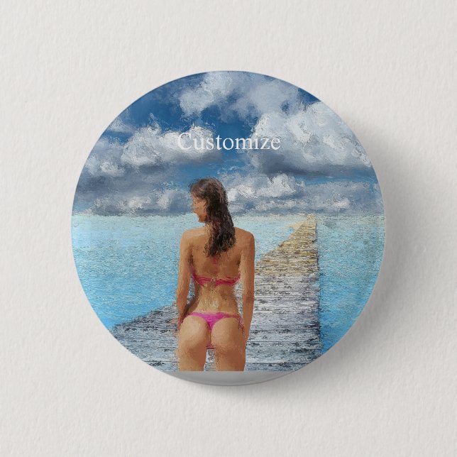 Bóton Redondo 5.08cm Bikini Girl Thunder_Cove (Frente)