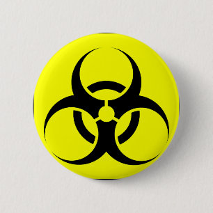 Bóton Redondo 5.08cm Bio perigo ou amarelo de advertência do símbolo