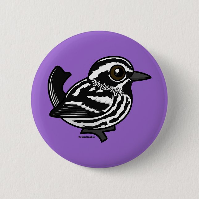 Bóton Redondo 5.08cm Birdorable Black & White Warbler (Frente)