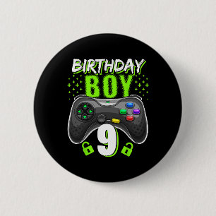 Bóton Redondo 5.08cm Birthday Boy 9 Video Game Controller Gamer 9th Bir