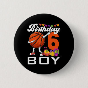 Bóton Redondo 5.08cm Birthday Boy de 6 anos Dabbing Bysketbyll Byll Byl
