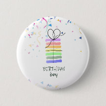 Birthday Boy Pin com Confetti