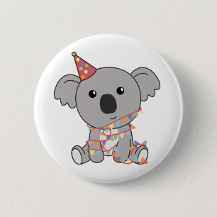 Bóton Redondo 5.08cm Birthday Koala Para Crianças Um Botão De Aniversár