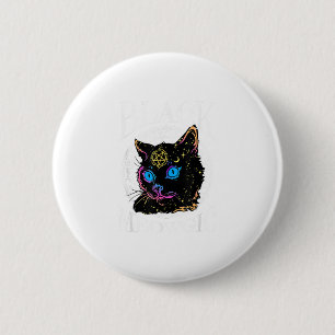 Bóton Redondo 5.08cm Black Cat Meowgic, Bruxa de Halloween, Caneta de b