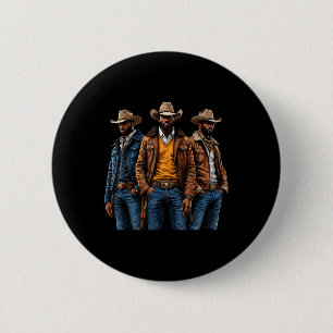 Bóton Redondo 5.08cm Black Cowboy Afro-Americano Ocidental Rodeo Melani