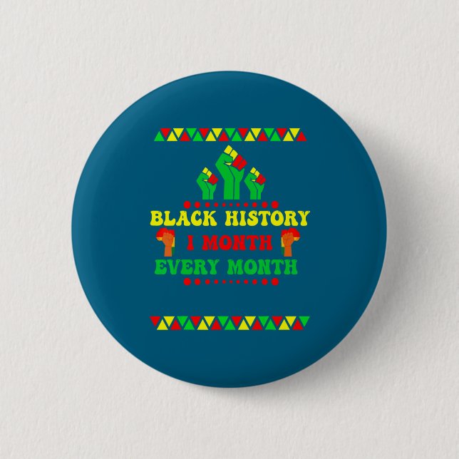 Bóton Redondo 5.08cm Black History Month Every Month  (Frente)
