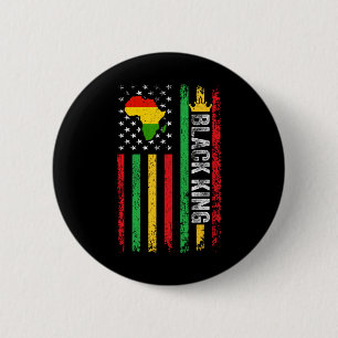 Bóton Redondo 5.08cm Black King Melanin African American Flag Black You