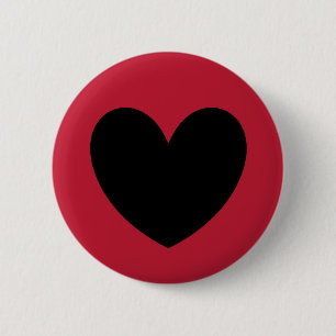 Bóton Redondo 5.08cm Black polka hearts on red