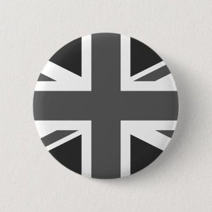 Bóton Redondo 5.08cm Black Union Jack British Flag Pin Button 