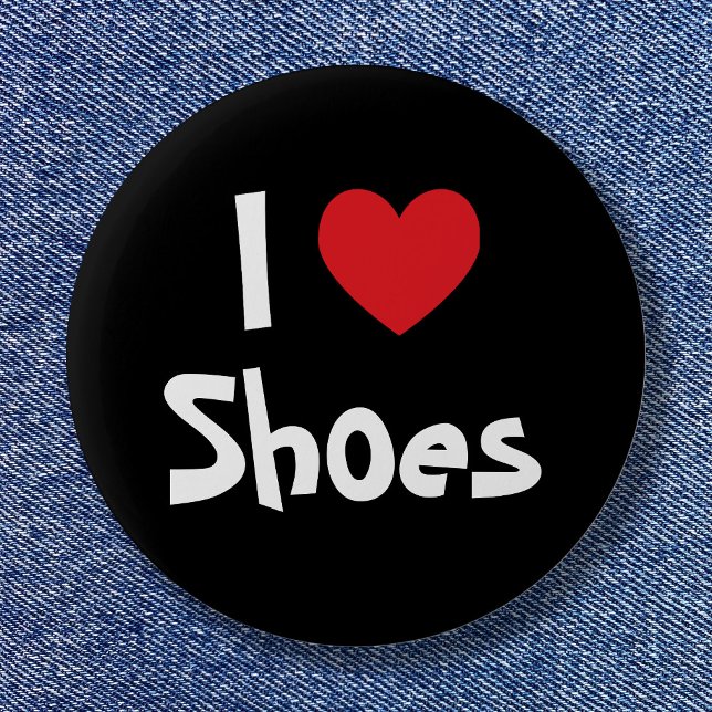 Bóton Redondo 5.08cm Black White e Red Heart I Love Calçados (I Love Shoes Pinback Button)
