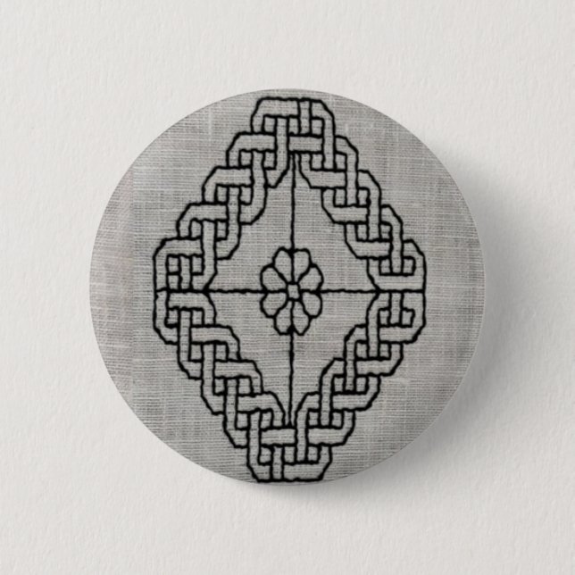 Bóton Redondo 5.08cm Blackwork embroidery button (Frente)