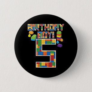 Bóton Redondo 5.08cm Bloco Edifício De Blocos De 5 Bonito De Aniversári