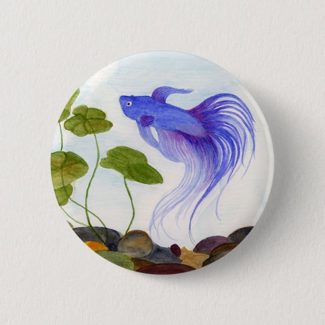 Bóton Redondo 5.08cm Blue Betta Fish (Frente)