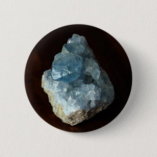 Bóton Redondo 5.08cm Blue Celestite Crystal