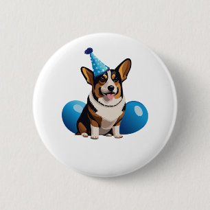 Bóton Redondo 5.08cm Blue Corgi Birthday Classic T-Shirt
