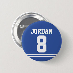 Bóton Redondo 5.08cm Blue Football Jersey com nome e número personaliz