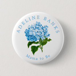 Bóton Redondo 5.08cm Blue Hydrangea Mama to Be Chá de fraldas