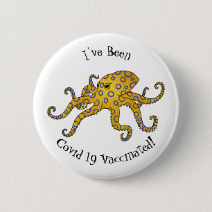 Bóton Redondo 5.08cm Blue-ringed octopus cartoon illustration