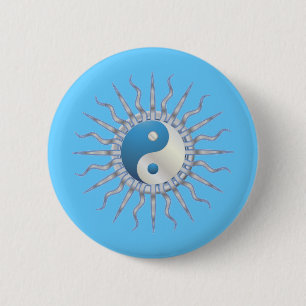 Bóton Redondo 5.08cm Blue Starburst Yin Yang